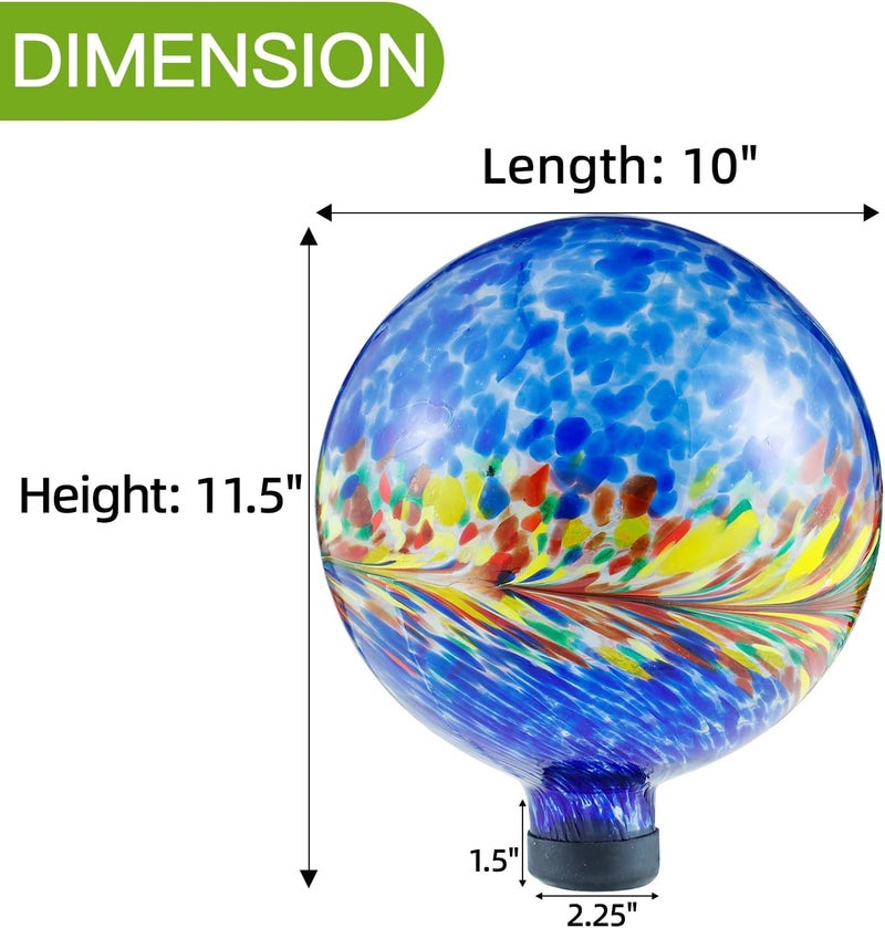 VOREEN 10-Inch Glass Gazing Ball, Outdoor Gazing Globe, Handmade Reflective Ball Yard Decoration for Homes, Patio, Lawn and Gardens, Gift for Mom Wife Friend, Phoenix Tail Design, Blue - Image 5